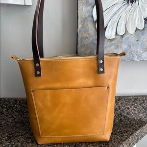 Portland Leather Small Zip Tote Mango